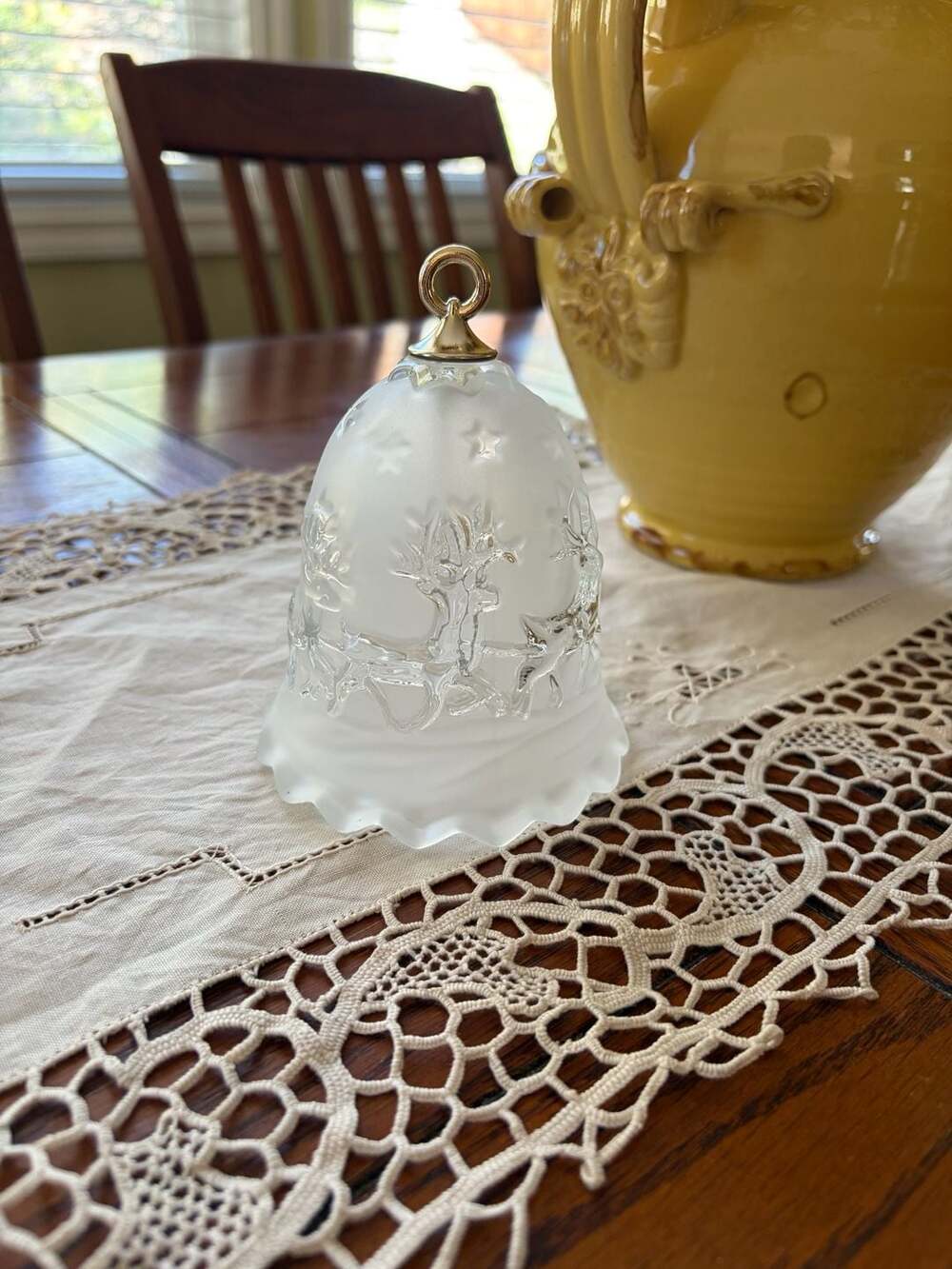 Mikasa Silent Night Frosted Glass Christmas Bell